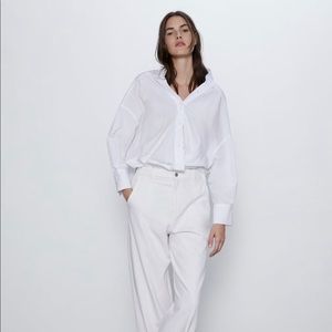 Zara knotted poplin white shirt brand new with tag